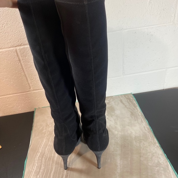 Stuart Weitzman Colorblock Black & Gray Suede Knee High Boots - Picture 3 of 11